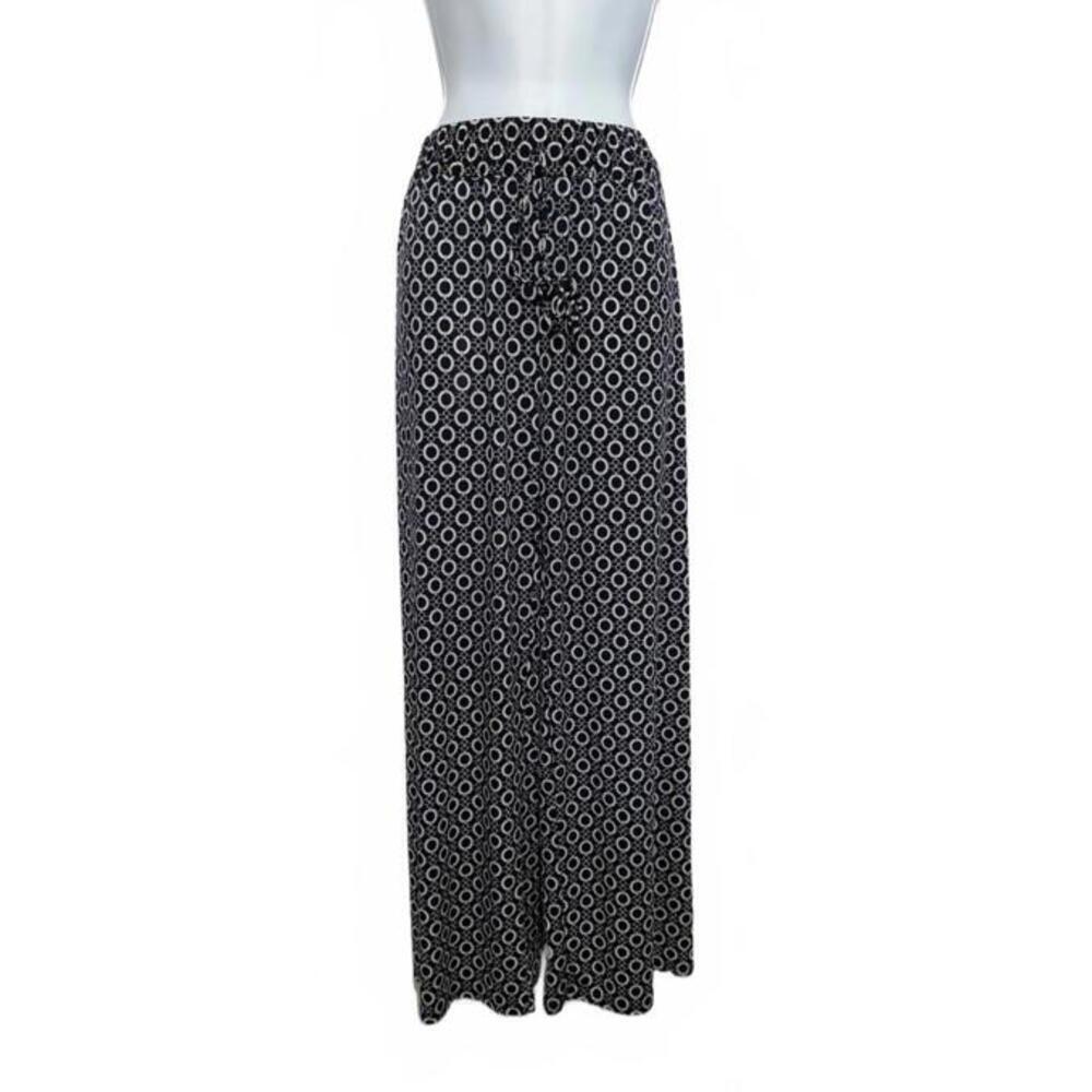 AMANA Women’s Wide Leg Soft Pants Size Large - Navy White Circle Print Boho